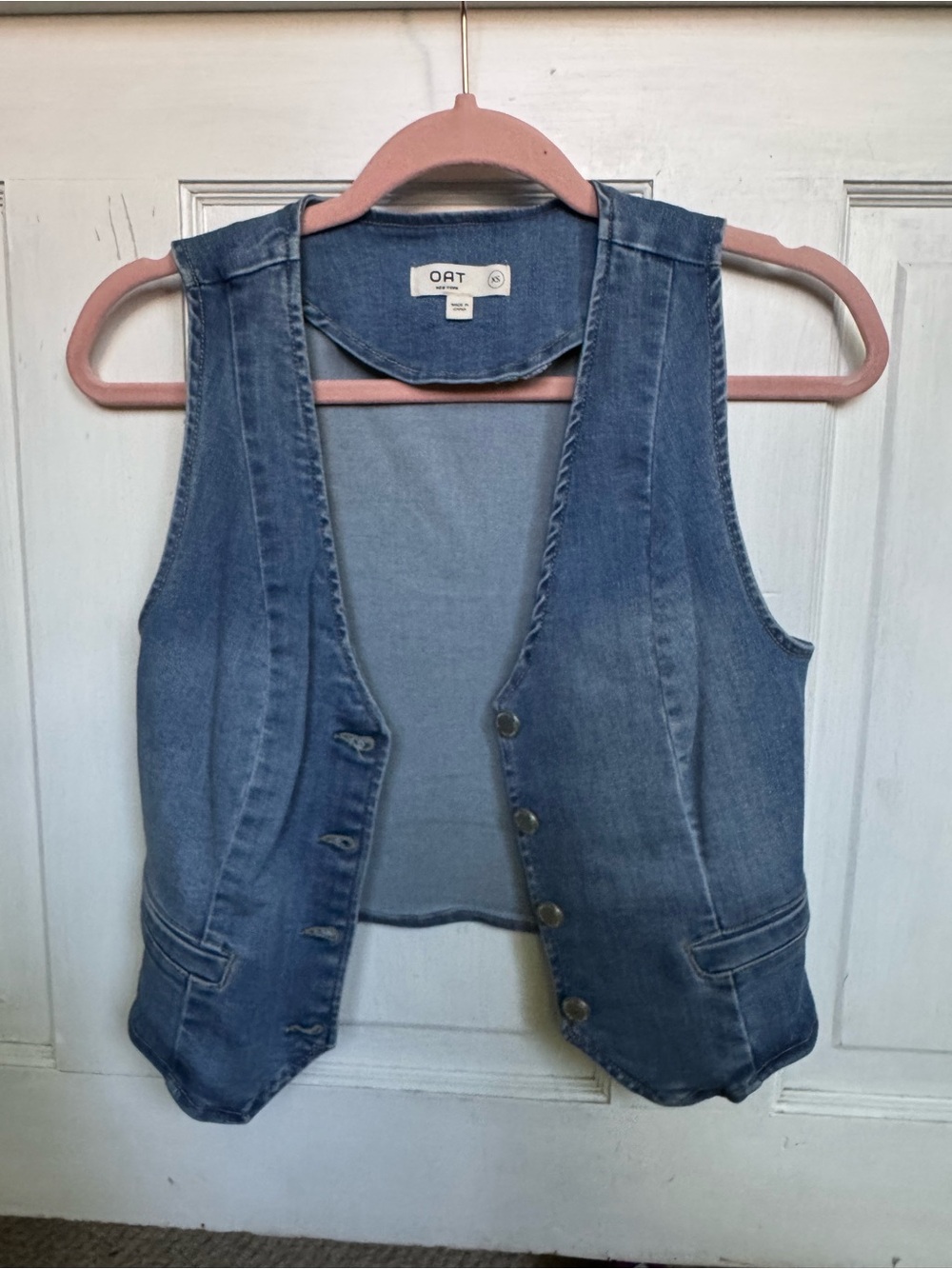 OAT New York Denim Vest in Light Blue